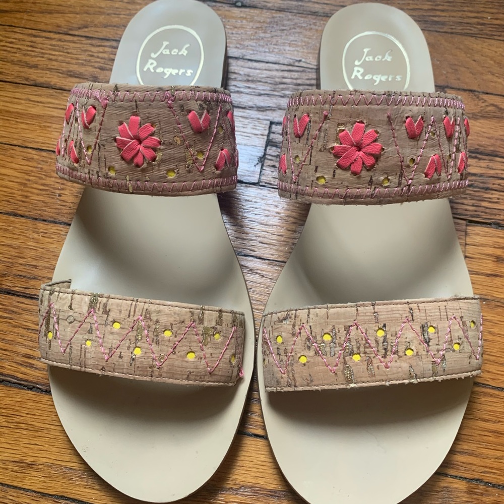 Jack Rogers cork floral slide sandals